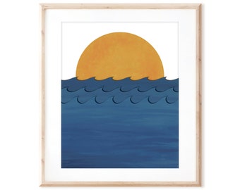 Ocean or River Water Print - Outdoor Adventure - Printable Art from Original Hand Painted Designs - Digital Download - DIY Wall Art Print