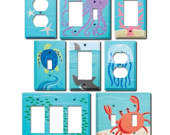 Switch Plate - Custom Hand Painted Wooden Light Switch or Electrical Cover Plate Sea Animal Life Ocean Critter or Any Theme