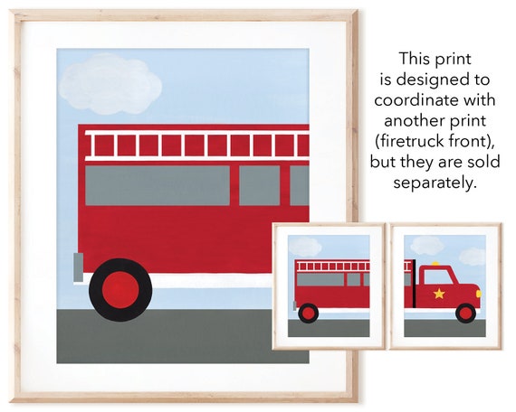 Firetruck Back Printable Art From Original Hand Painted - Etsy