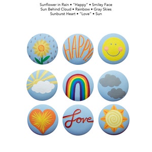 Bouton peint à la main - Children’s Custom Hand Painted « You Are My Sunshine » Boutons de tiroir Tire ou nail covers pour enfants