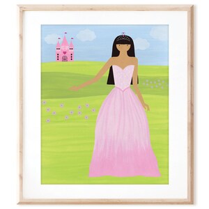 Pretty in Pink Golden Skin Princess - Printable Art from Original Hand Painted Designs - Instant Digital Download - DIY Wall Art Print