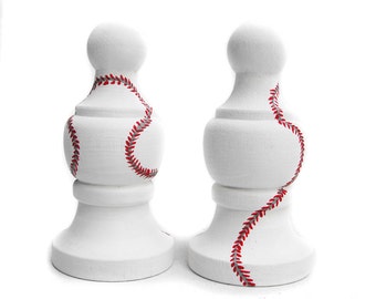 Finials - Pair of Custom Hand Painted Finials for Curtain Rod - Baseball Team Sports or Any Theme