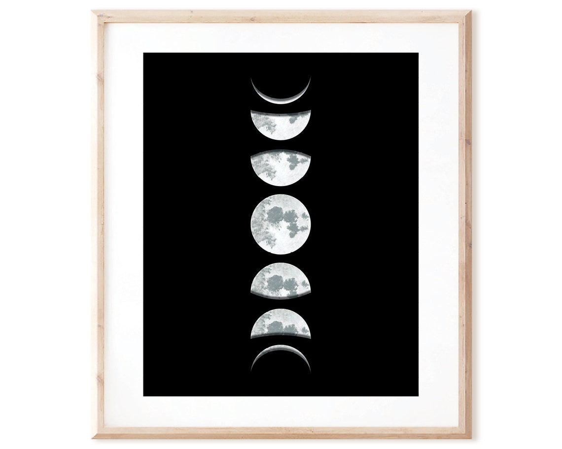 Phases of the Moon Lunar Phase Printable Art From Original - Etsy