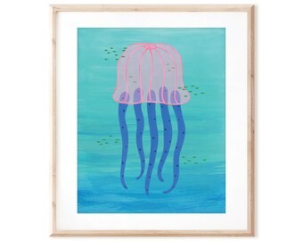 Qualle - Ozean Kunst - Druckbare Kunst aus original handgemalten Designs - Instant Digital Download - DIY Wandkunst Druck