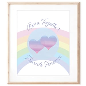 Born Together Friends Forever - Zwillinge Kunst - Druckbare Kunst aus original handgemalten Designs - Instant Digital Download - DIY Wandkunst Druck