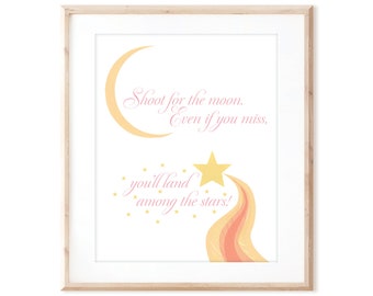 Shoot for the Moon Land in the Stars - Shooting Star - From Hand Painted Designs - Pastel Colors - Digital Download - DIY Wall Art Print