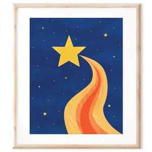 Shooting Star - Outer Space Art - Printable Art from Original Hand Painted Designs - Instant Digital Download - DIY Wall Art Print