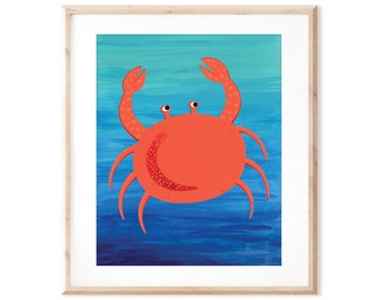 Orange Crab - Ocean Art - Printable Art from Original Hand Painted Designs - Instant Digital Download - DIY Wall Art Print