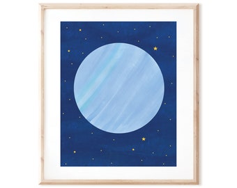 Planet Uranus - Outer Space Art - Printable Art from Original Hand Painted Designs - Instant Digital Download - DIY Wall Art Print