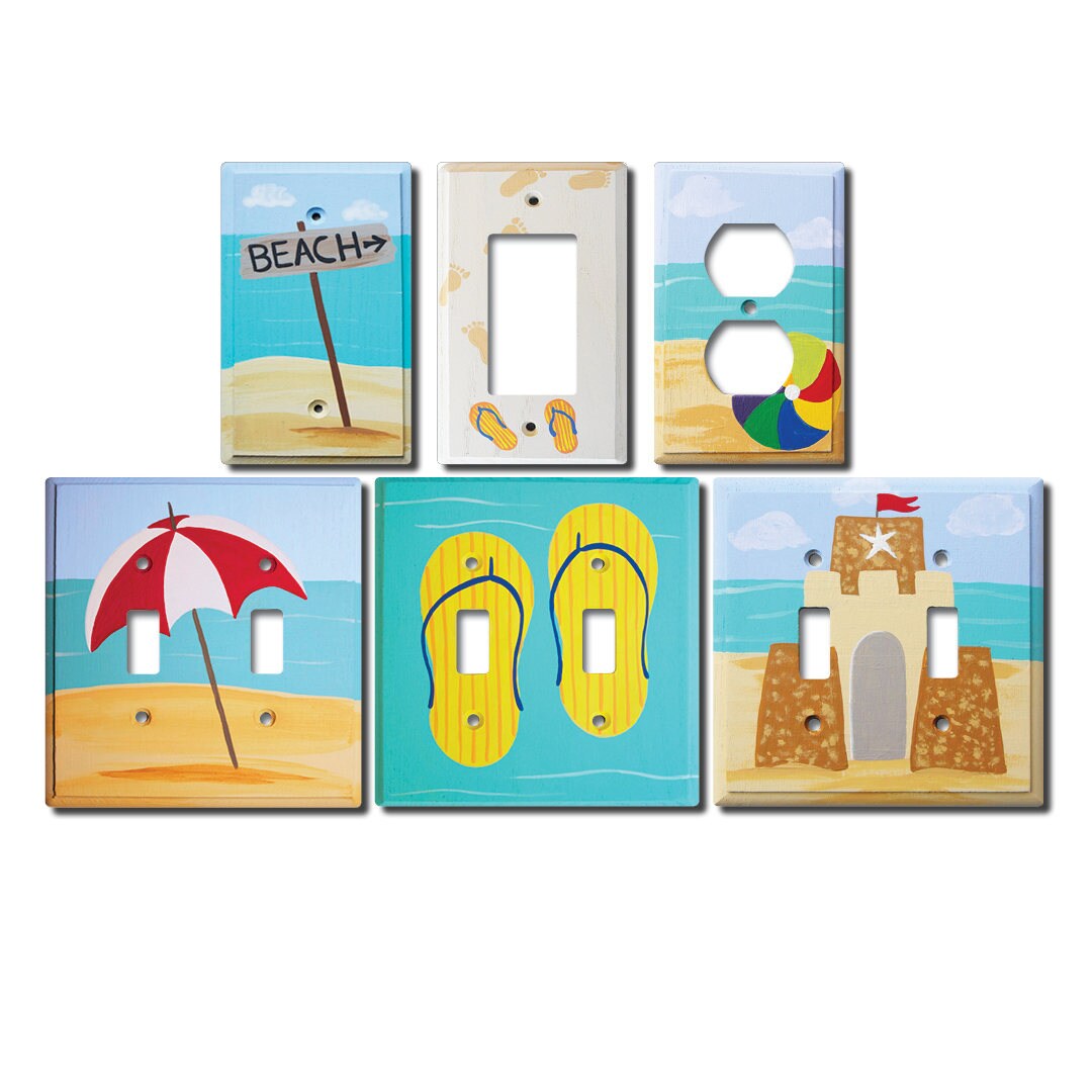 Switch Plate - Custom Hand Painted Wooden Light Switch or Electrical Cover Plate Sea Side Beach Bum or Any Theme