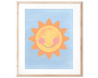 Happy Sun - You are my Sunshine - Printable Art from Original Hand Painted Designs - Instant Digital Download - DIY Wall Art Print