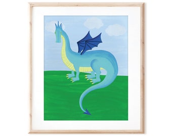 Cute Dragon Print - Printable Art from Original Hand Painted Designs - Instant Digital Download - DIY Wall Art Print