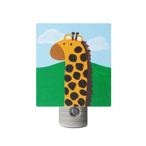 Night Light Custom Hand Painted Children's Soft LED Light w/ Automatic Sensor Jungle Giraffe Safari Zoo Animals or Any Theme image 1