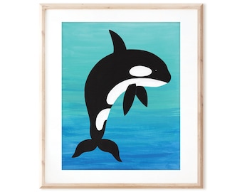 Orca Killer Whale - Ocean Art - Printable Art from Original Hand Painted Designs - Instant Digital Download - DIY Wall Art Print