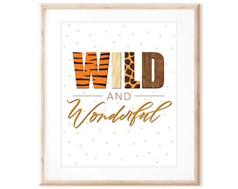 Wild and Wonderful - Jungle Safari Printable Art from Original Hand Painted Designs - Instant Digital Download - DIY Wall Art Print