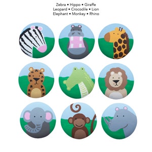 Hand Painted Knob - Children&#39;s Custom Hand Painted Safari Jungle Critters Zoo Animal Drawer Knobs Pulls or Nail Covers for Kids