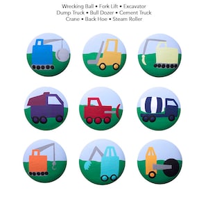 Hand Painted Knob - Children's Custom Hand Painted Construction Vehicle Work Truck Knobs Pulls or Nail Covers for Kids