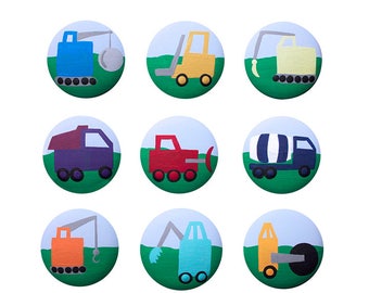 Hand Painted Knob - Children's Custom Hand Painted Construction Vehicle Work Truck Knobs Pulls or Nail Covers for Kids