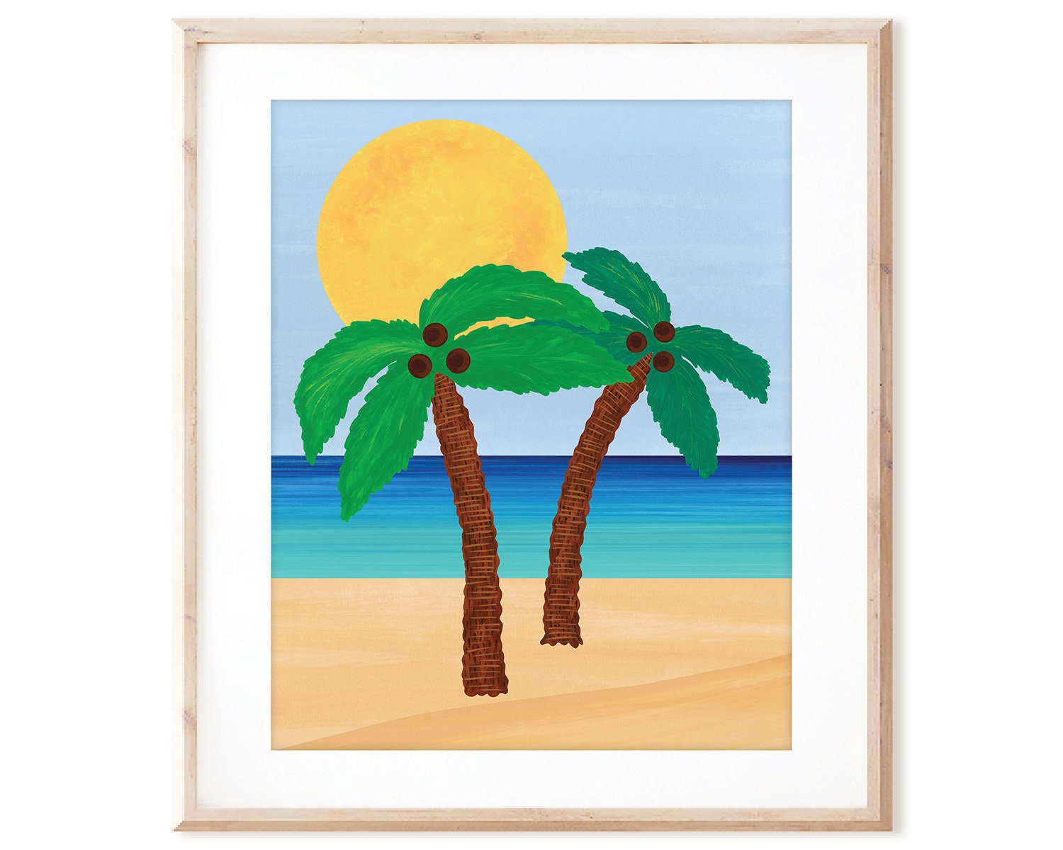 Palm Trees on the Beach - Ocean Art - Printable Art from Original Hand Painted Designs - Instant Digital Download - DIY Wall Art Print
