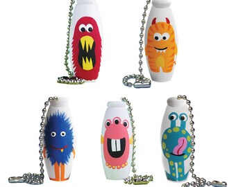 Kinder fan pull of lamp Finial-aangepaste hand geschilderde schattige kleine monster schepsel Critter Kid's plafond fan pull zilveren of gouden ketting
