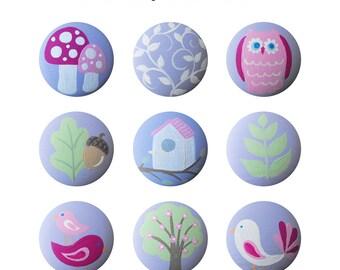 Puxador pintado à mão - Puxadores de gaveta infantis personalizados pintados à mão com animais da floresta e jardim florestal ou capas de pregos para crianças