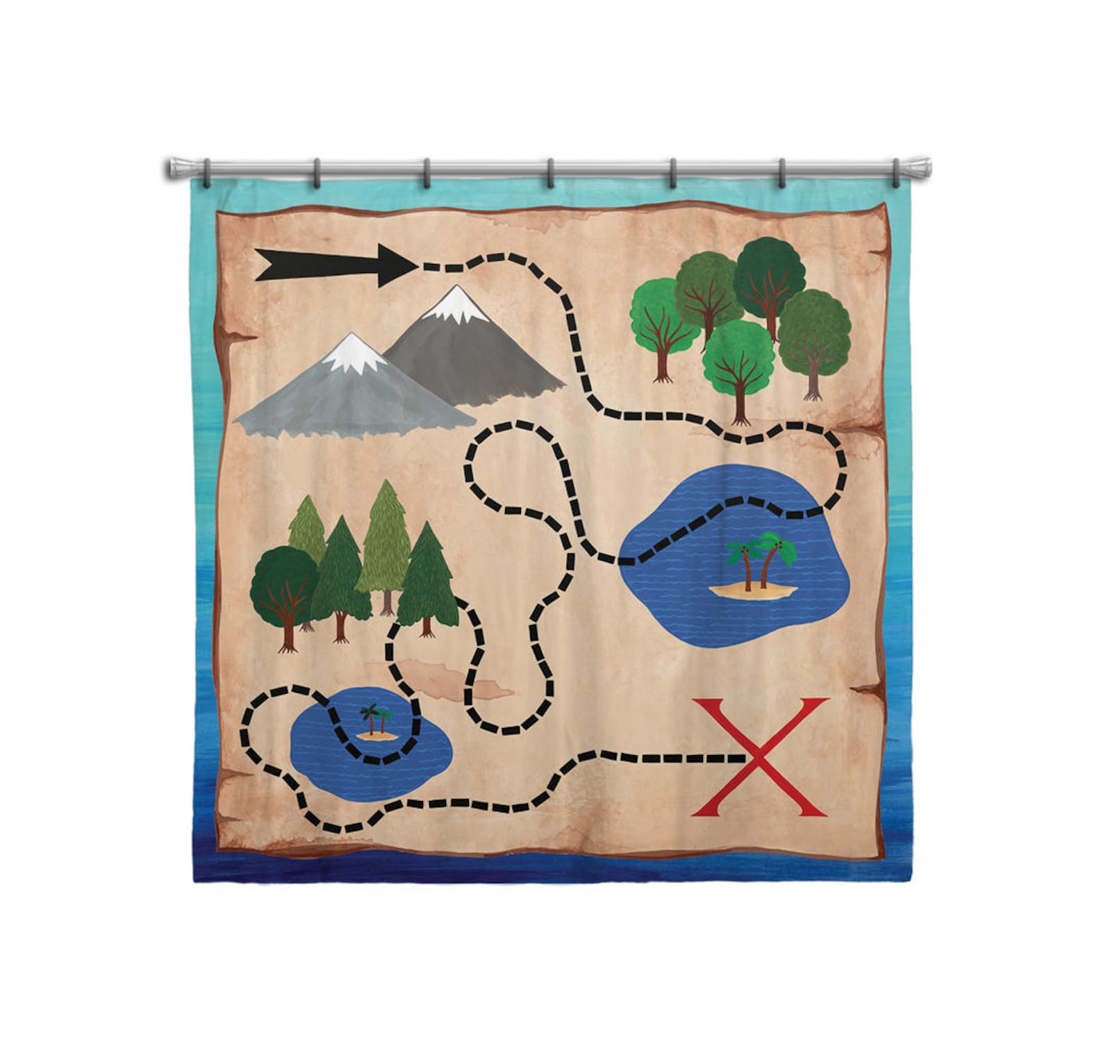 X Marks the Spot Treasure Map Print Children's Art Print Etsy