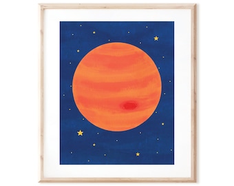 Planet Jupiter - Outer Space Art - Printable Art from Original Hand Painted Designs - Instant Digital Download - DIY Wall Art Print