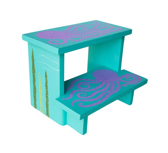 Large 2 Step Stool Custom Hand Painted Children S Bench Etsy