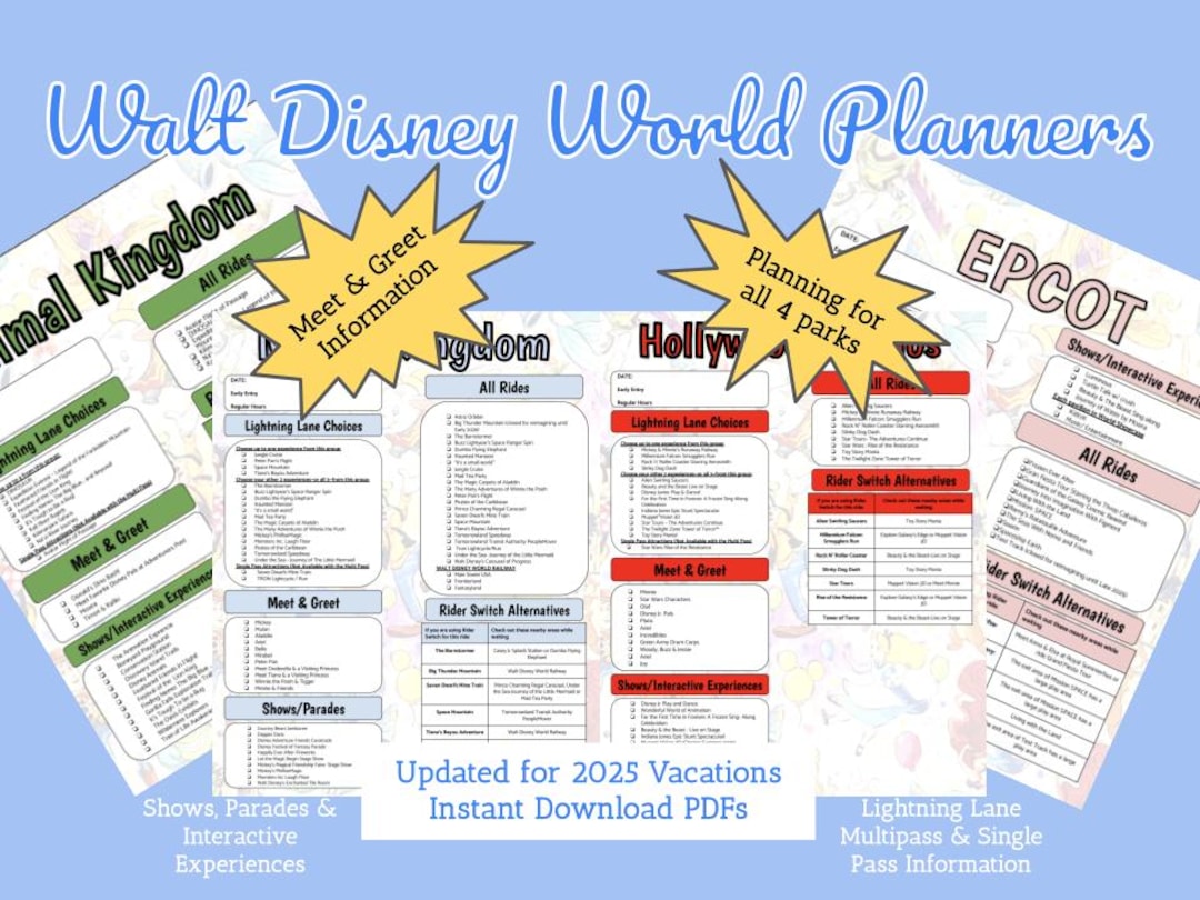Walt Disney World Planning Templates - Etsy