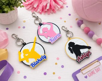 Personalized 3D Printed volleyball Bag Tag | Custom Name Player Keychain (3 Inch)