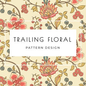 Trailing floral surface Pattern design Botanical Design seamless repeat Digital Download for Fabric Wallpaper, gift ,card with motif element