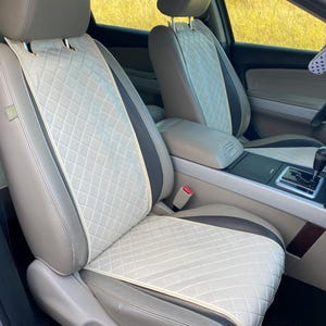 Capas para assento de carro em Alcantara bege, 15 cores, estreitas, premium, ajuste personalizado, costura diamante