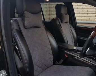 Universal Dark Gray Narrow Alcantara Seat Covers – Custom Car Interior Kit, Heat Resistant & Nonslip Seat Cover, 8 colours