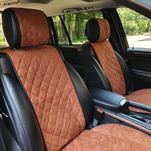 Universal Wide Brown Alcantara Seat Covers –  Heat Resistant & Nonslip Seat Cover, 8 colours