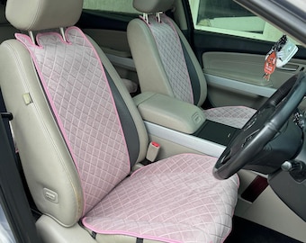 15 Colors Premium Wide Pink Alcantara Car Seat Covers - Rhombus Stitch