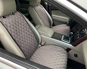 Dark Gray Alcantara Car Seat Covers – 10 Colors, Wide Luxury Fit, Large Diamond Pattern, Custom Fit for Your Vehicle