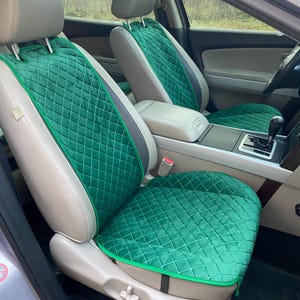 15 Colors, Wide Green Alcantara Car Seat Covers Luxury Premium Emerald Rhombus Stitching
