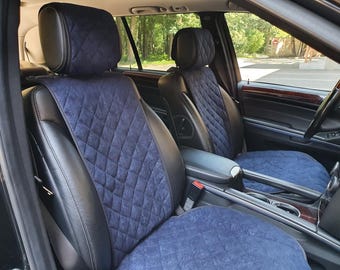 Universal Wide Dark Blue Alcantara Seat Covers –  Heat Resistant & Nonslip Seat Cover, 8 colours