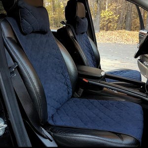 Universal Dark Blue Narrow Alcantara Seat Covers – Custom Car Interior Kit, Heat Resistant & Nonslip Seat Cover, 8 colours
