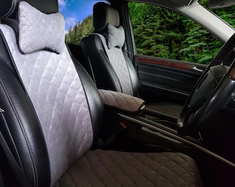 Universal Gray Narrow Alcantara Seat Covers – Custom Car Interior Kit, Heat Resistant & Nonslip Seat Cover, 8 colours