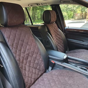 Universal Wide Dark Brown Alcantara Seat Covers –  Heat Resistant & Nonslip Seat Cover, 8 colours