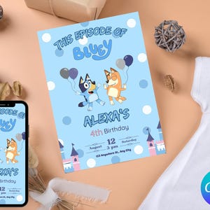 Editable Bluey Birthday Invitation: Summer Party Invite (Digital Download)