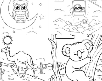 30 pages Animal Coloring book for Toddlers & Kids Preschool Learning Activity, Fun Cartoon