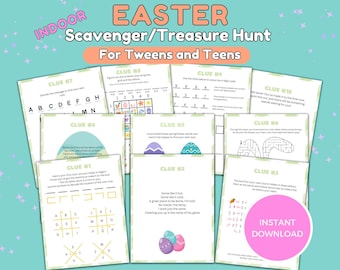 Chasse au trésor de Pâques pour adolescents, Chasse aux œufs de Pâques pour les enfants plus âgés, Jeux de Pâques pour adolescents, Activité de Pâques, Chasse aux œufs de Pâques à imprimer