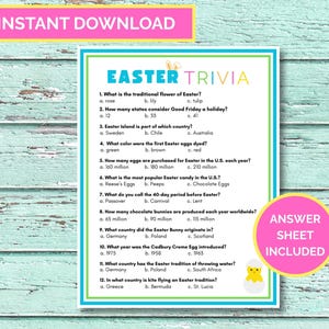 Easter Trivia Game, Easter Game Printable, Easter Quiz, Easter Party Game
