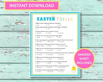Easter Trivia Game, Easter Game Printable, Easter Quiz, Easter Party Game