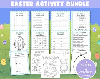 Easter Games Printable, Easter Activities for Kids, Easter Coloring Page, Easter Party Games