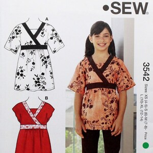 Kwik Sew 3542, Girls' Empire Waist Tunic and Dress Sewing Pattern, Girls' Size 4 5 6 7 8 10 12 14, Uncut/FF, Kwik Sew K3542