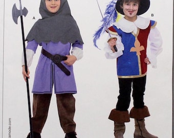 May include: Burda sewing pattern number 9659 for a musketeer costume. The pattern includes instructions for making a page, a musketeer, and an esquire costume. The pattern is for sizes 4-10, which corresponds to European sizes 104-140.