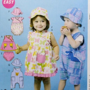 McCall&#39;s Sewing Pattern 6494, Infants&#39; Dress, Rompers, Jumpsuit, Panties and Hat, Infant Size NB S M L, Uncut/FF, McCall&#39;s M6494